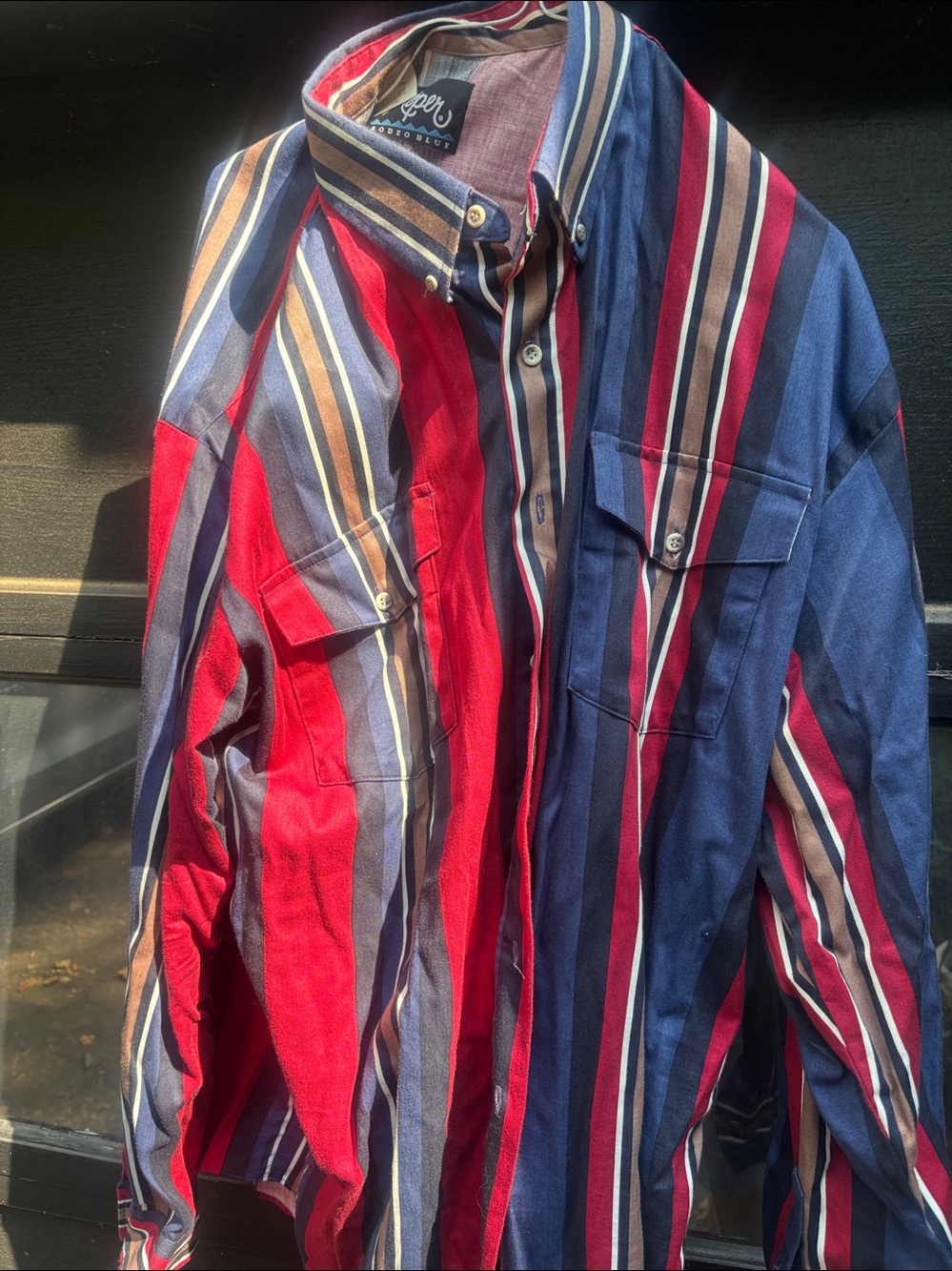 Roper Men’s Red, Navy & Brown Striped Lightweight Shirt Jacket